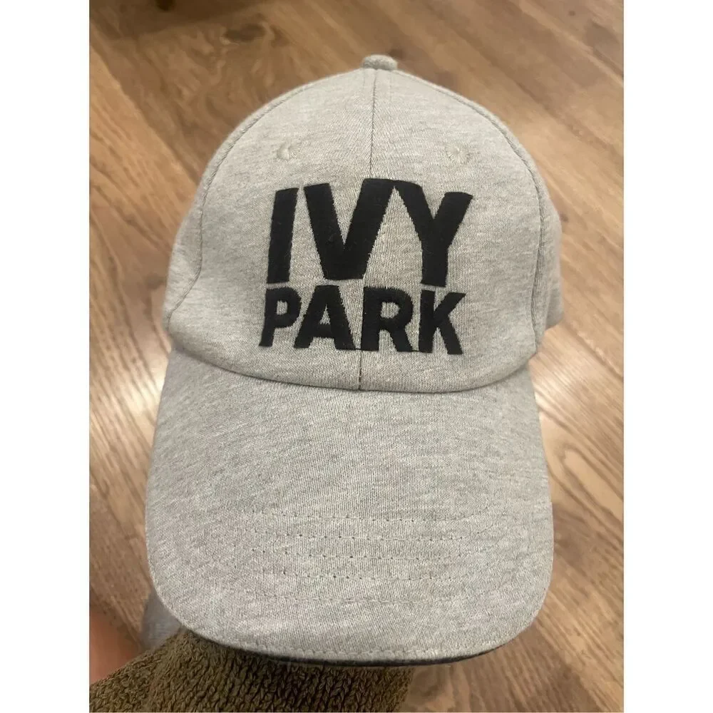 Ivy Park Womens Heather Gray Jersey Baseball Cap Embroidered Logo Adjustable Hat - Picture 2 of 5